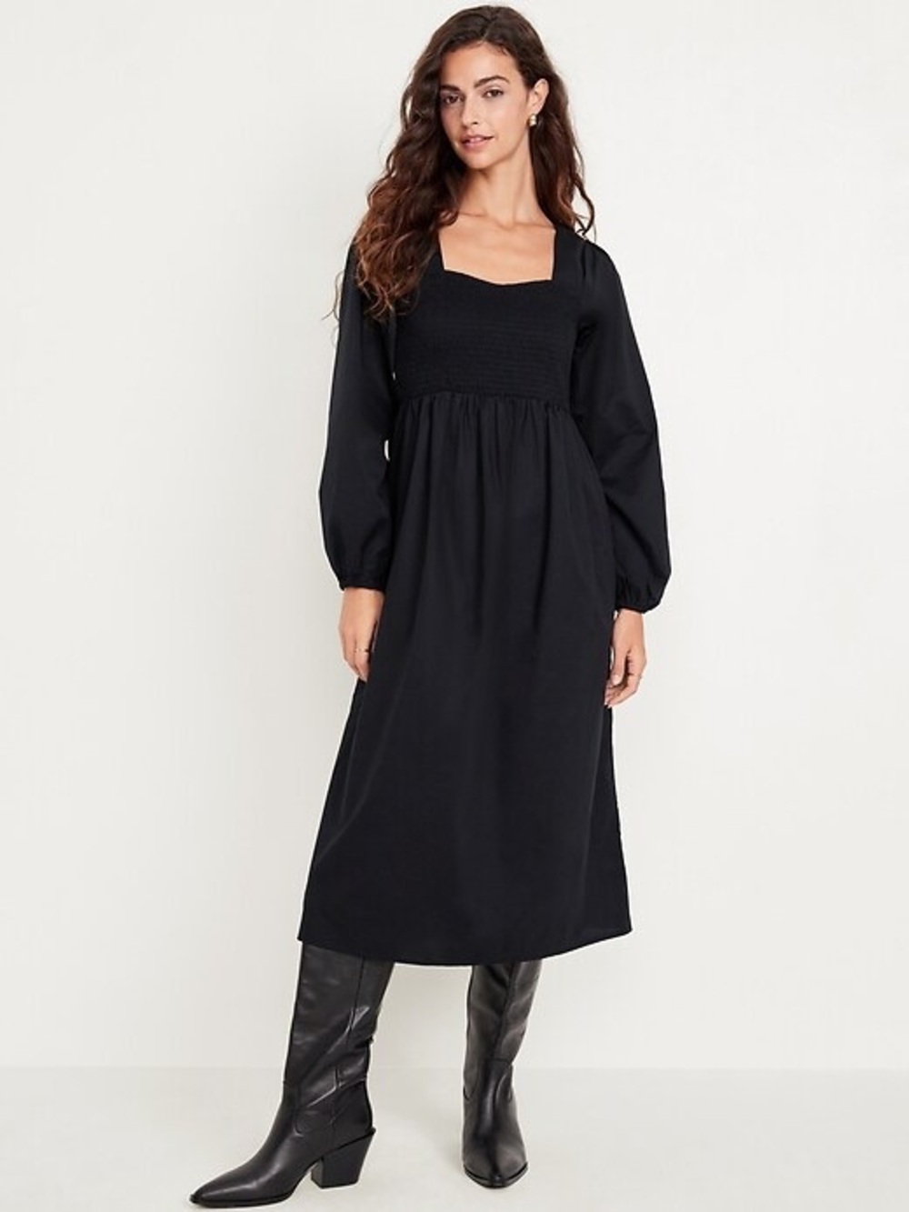 Old Navy 100% Cotton Poplin Fit and Flare Pocket Midi Dress in Black - Size L